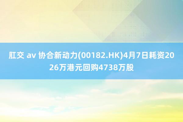 肛交 av 协合新动力(00182.HK)4月7日耗资2026万港元回购4738万股