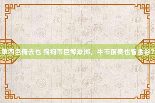 第四色俺去也 狗狗币巨鲸豪掷，牛市前奏也曾幽谷？